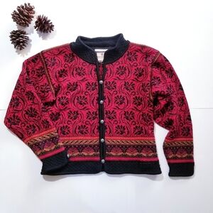 DALE OF NORWAY Red Viking Casual Collection Nordic Cardigan Sweater Jacket Small
